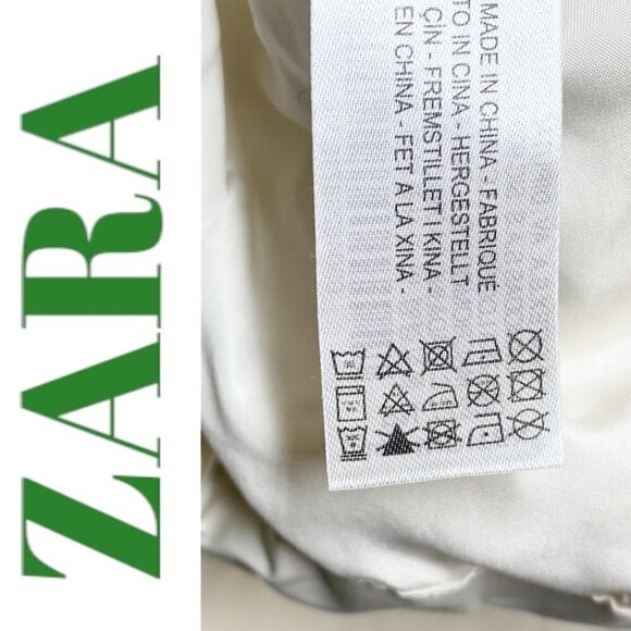 ZARA Mid Length Oversized Cocoon Puffer Coat Cream Water‎ Resistant, Size Large - Picture 11 of 16